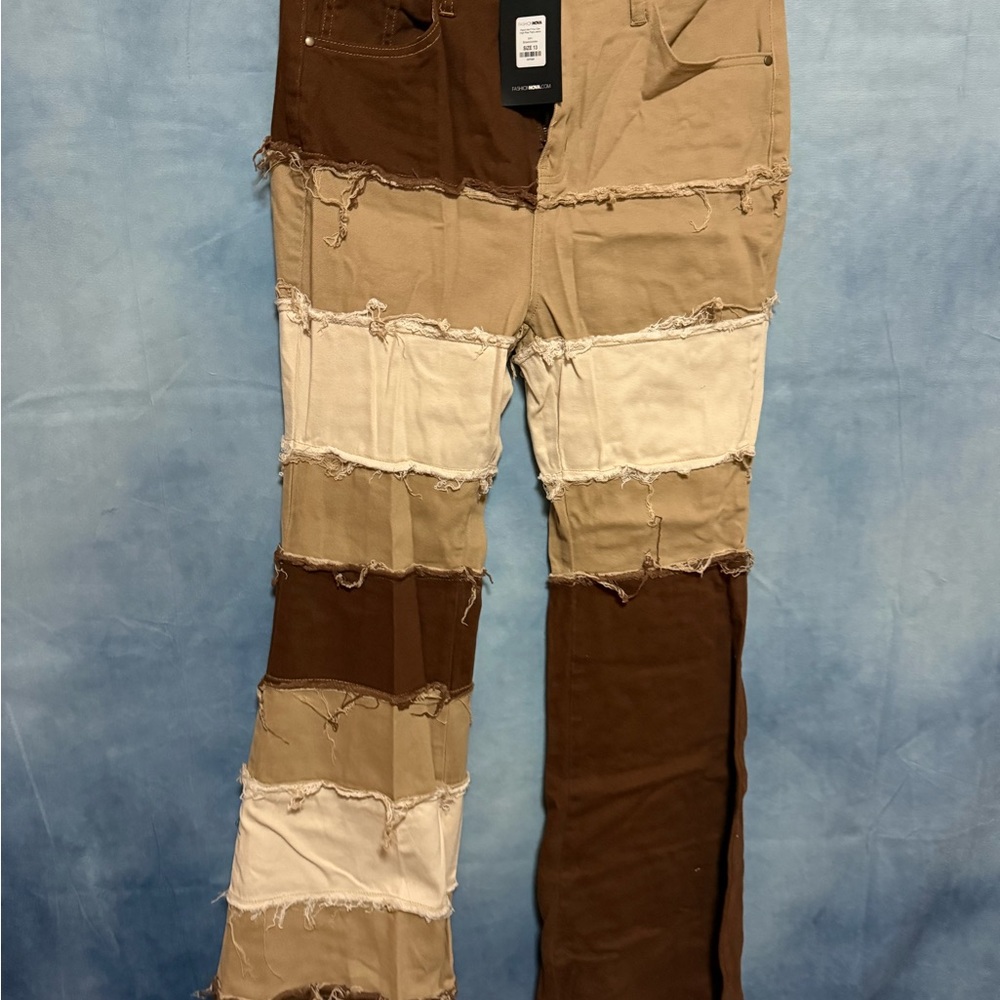 Fashion Nova Two-Tone Brown and Tan Pants